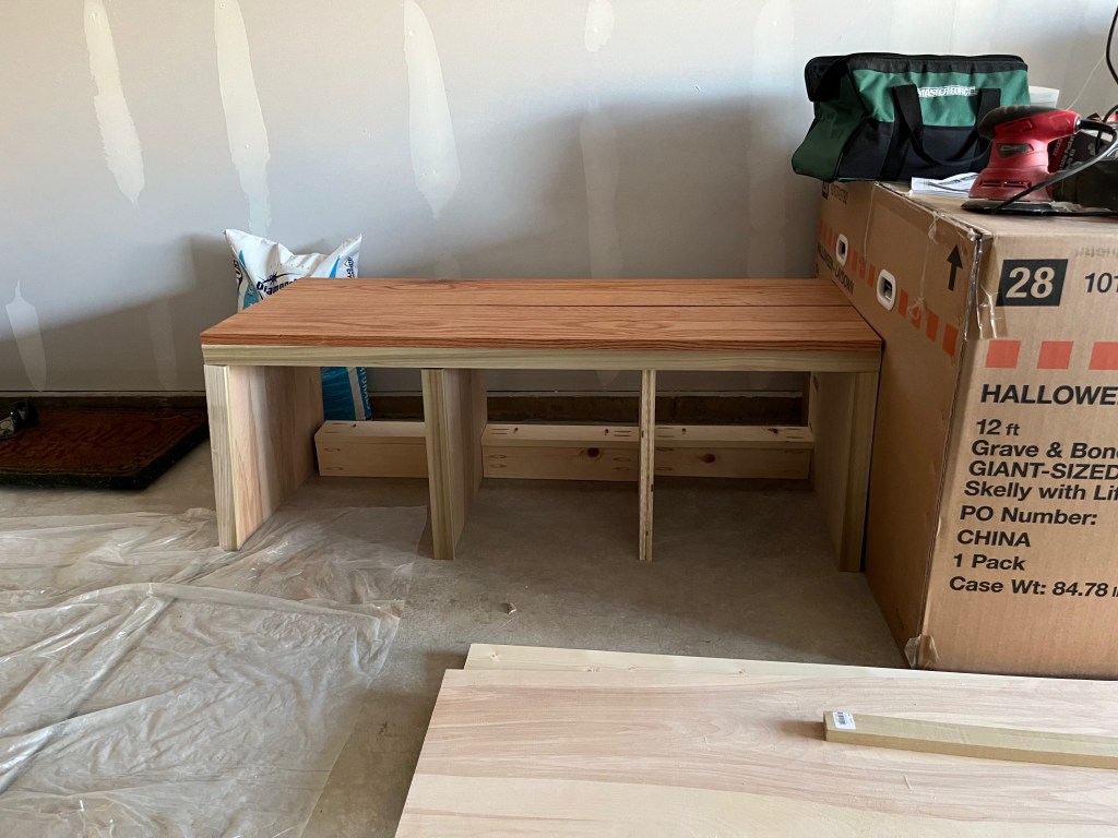 Bench assembled in garage